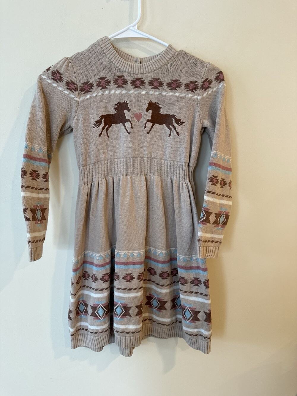 Gymboree Intarsia Horse Fairisle Sweater Dress Little Rocky Mountain Tan Size 8